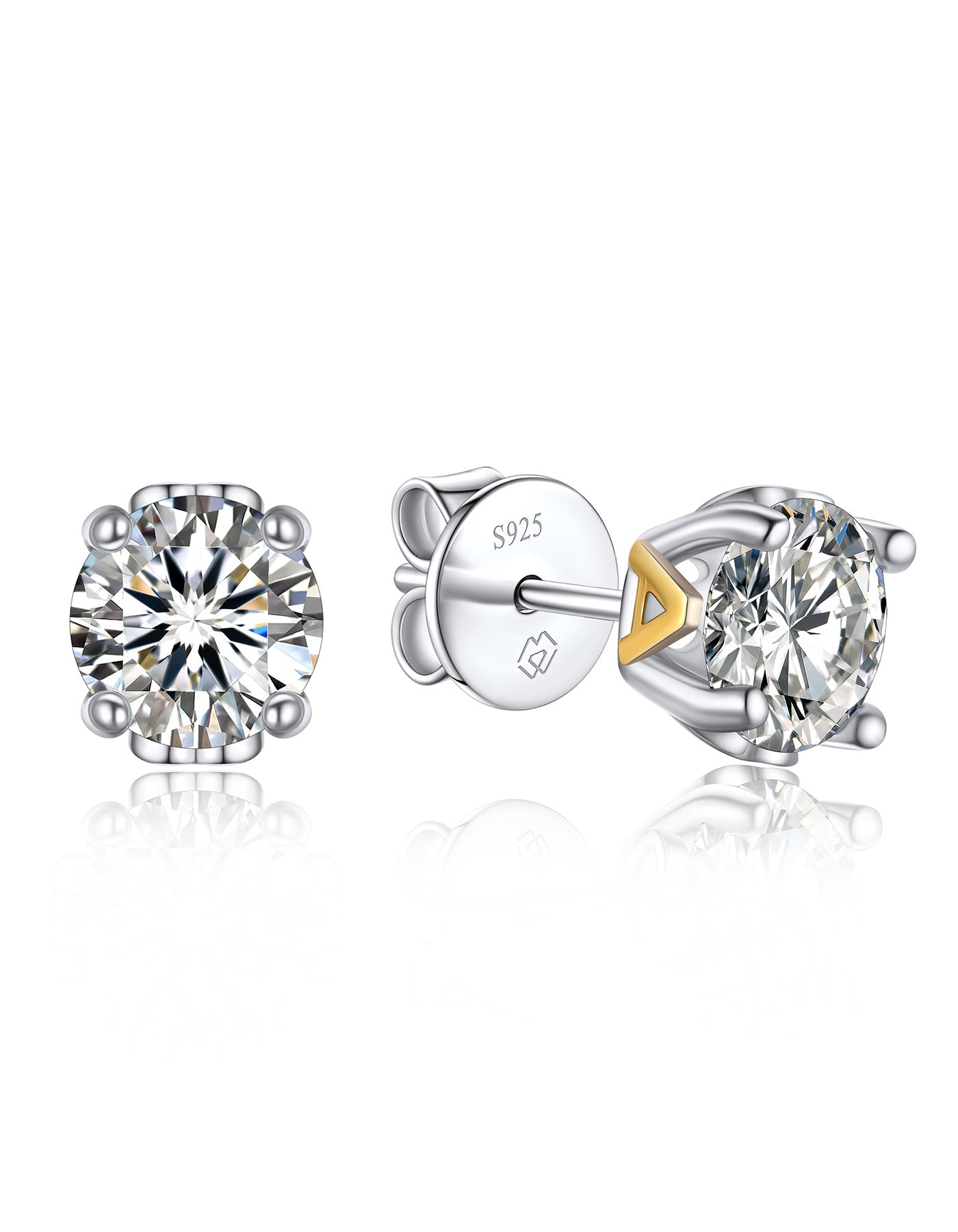 MomentWish Sterling Silver Moissanite Stud Earrings For Men Women