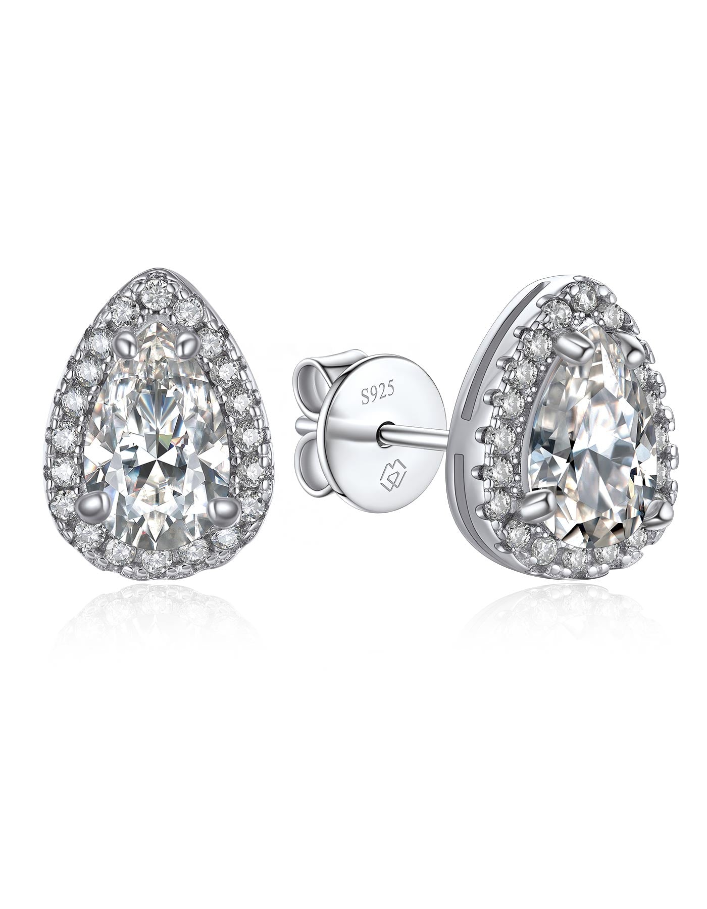 Silver Diamond Pear Cut Stud Earrings shops