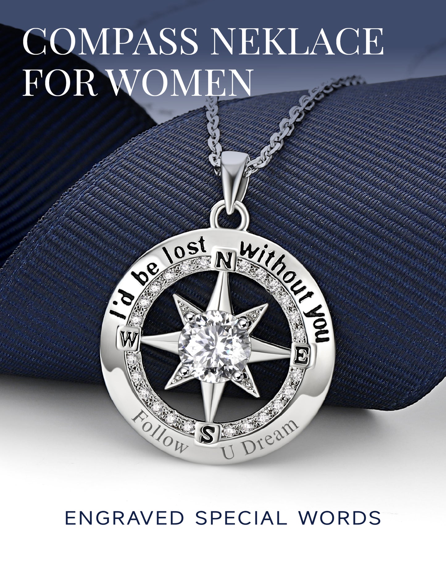 MomentWish Graduation Compass Moissanite Necklace Gifts for Girls Daughter