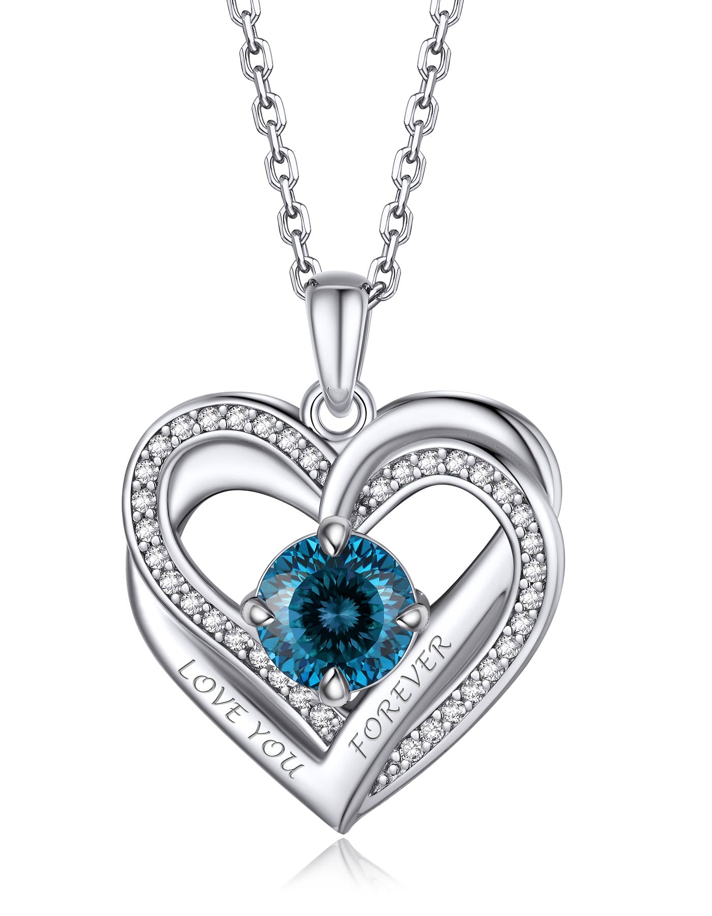 MomentWish Twisted Love Heart Moissanite Birthstone Necklace For Women Mom
