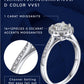 MomentWish Silver Moissanite Halo Ring For Engagement Wedding for Women