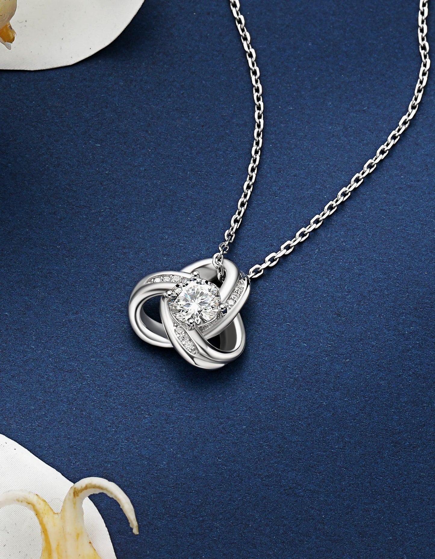 Infinity Love Knot Moissanite Necklace for Women Mom Birthday Gift