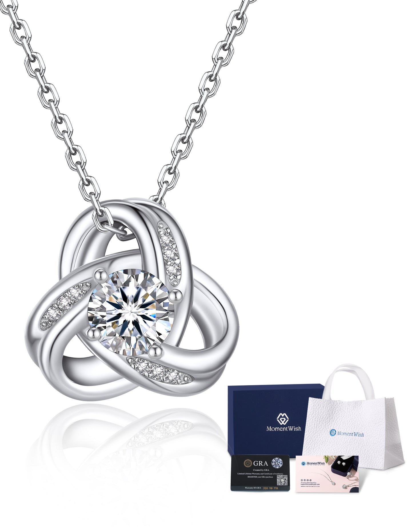 Infinity Love Knot Moissanite Necklace for Women Mom Birthday Gift