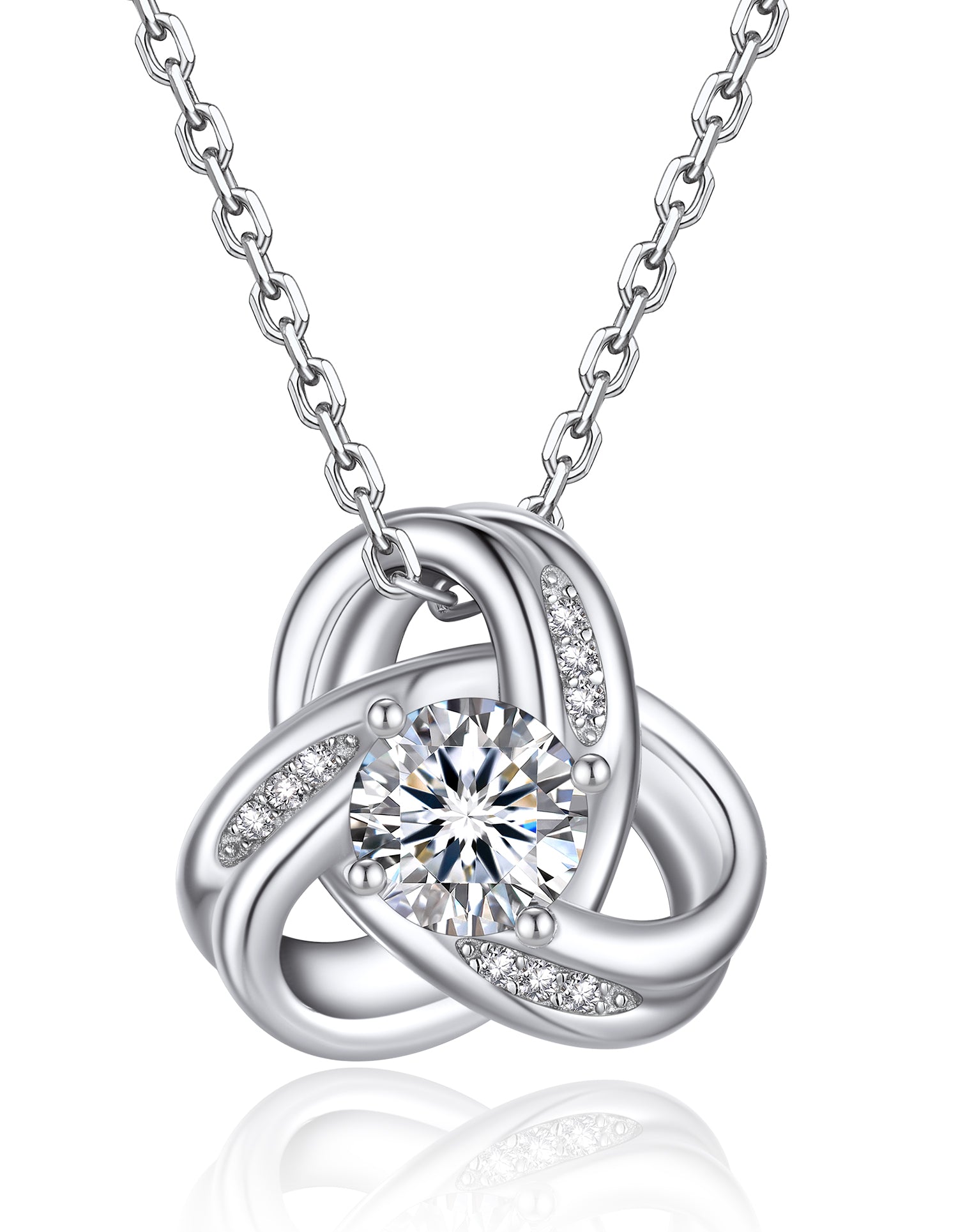 Infinity Love Knot Moissanite Necklace for Women Mom Birthday Gift