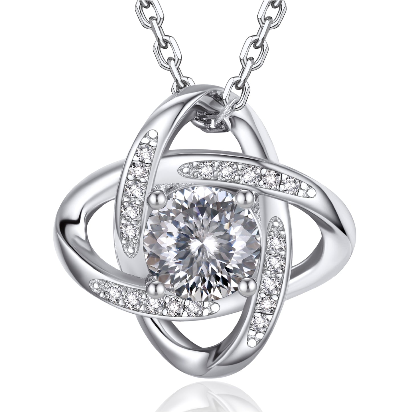 Love Knot Birthstone Moissanite Necklace Birthday Gift for Women Mom