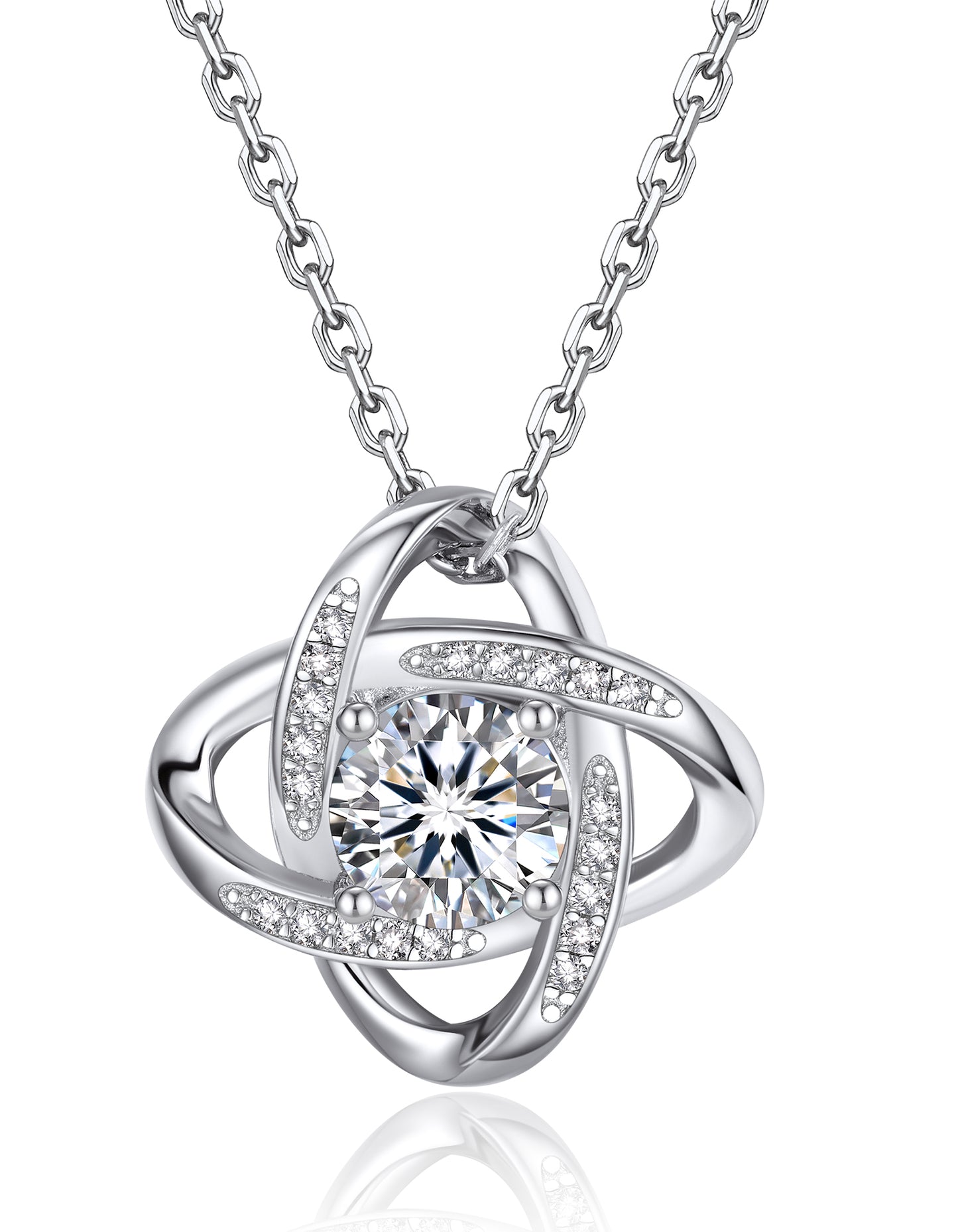 Love Knot Birthstone Moissanite Necklace Birthday Gift for Women Mom