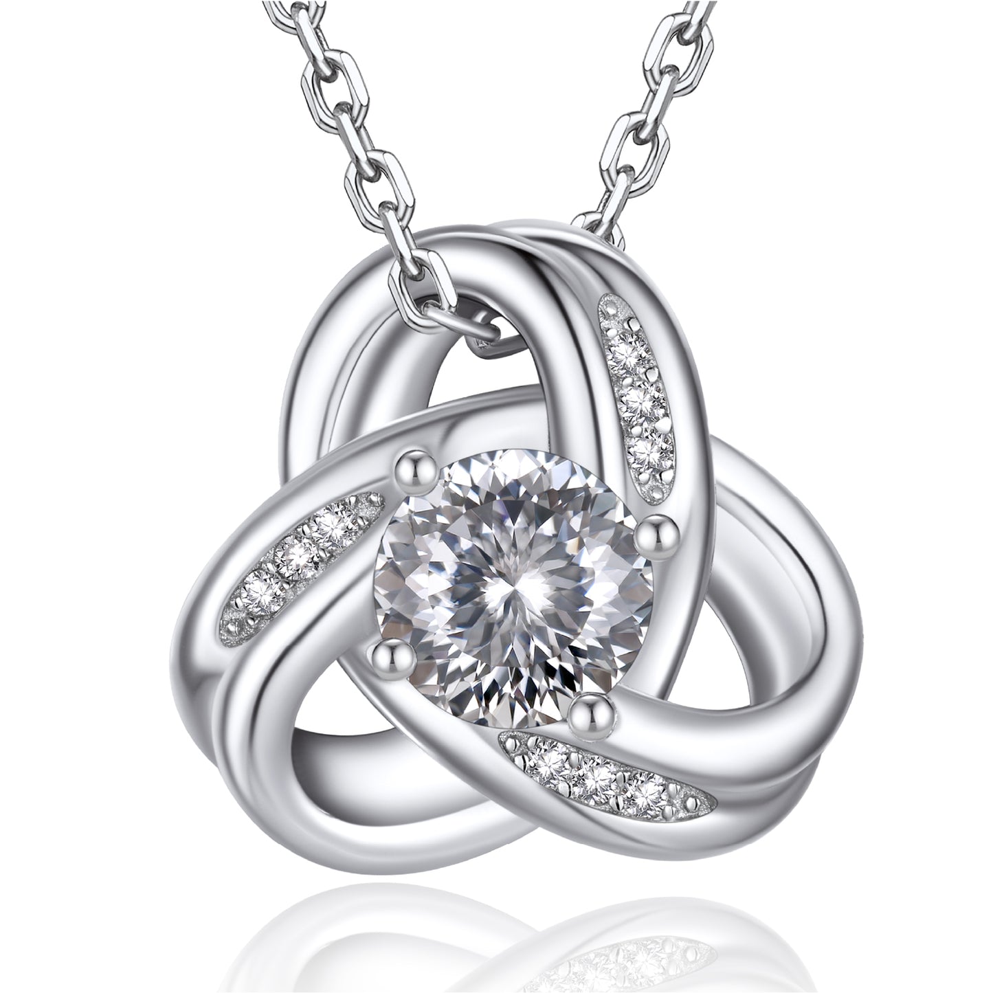 Infinity Love Knot Moissanite Necklace for Women Mom Birthday Gift