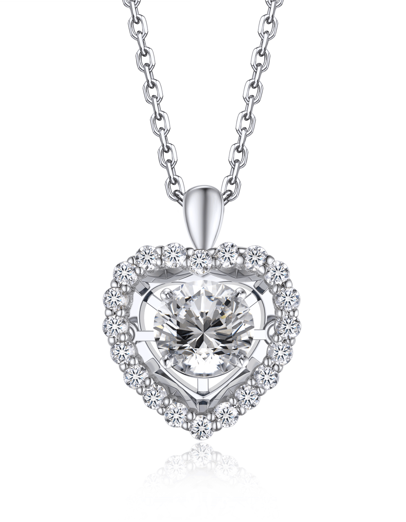 MomentWish Moissanite Dancing Heart Necklace For Women