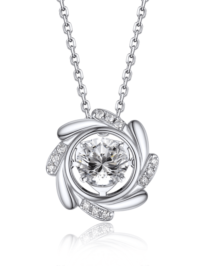 MomentWish Moissanite Dancing Necklace Windmill Pendant For Women