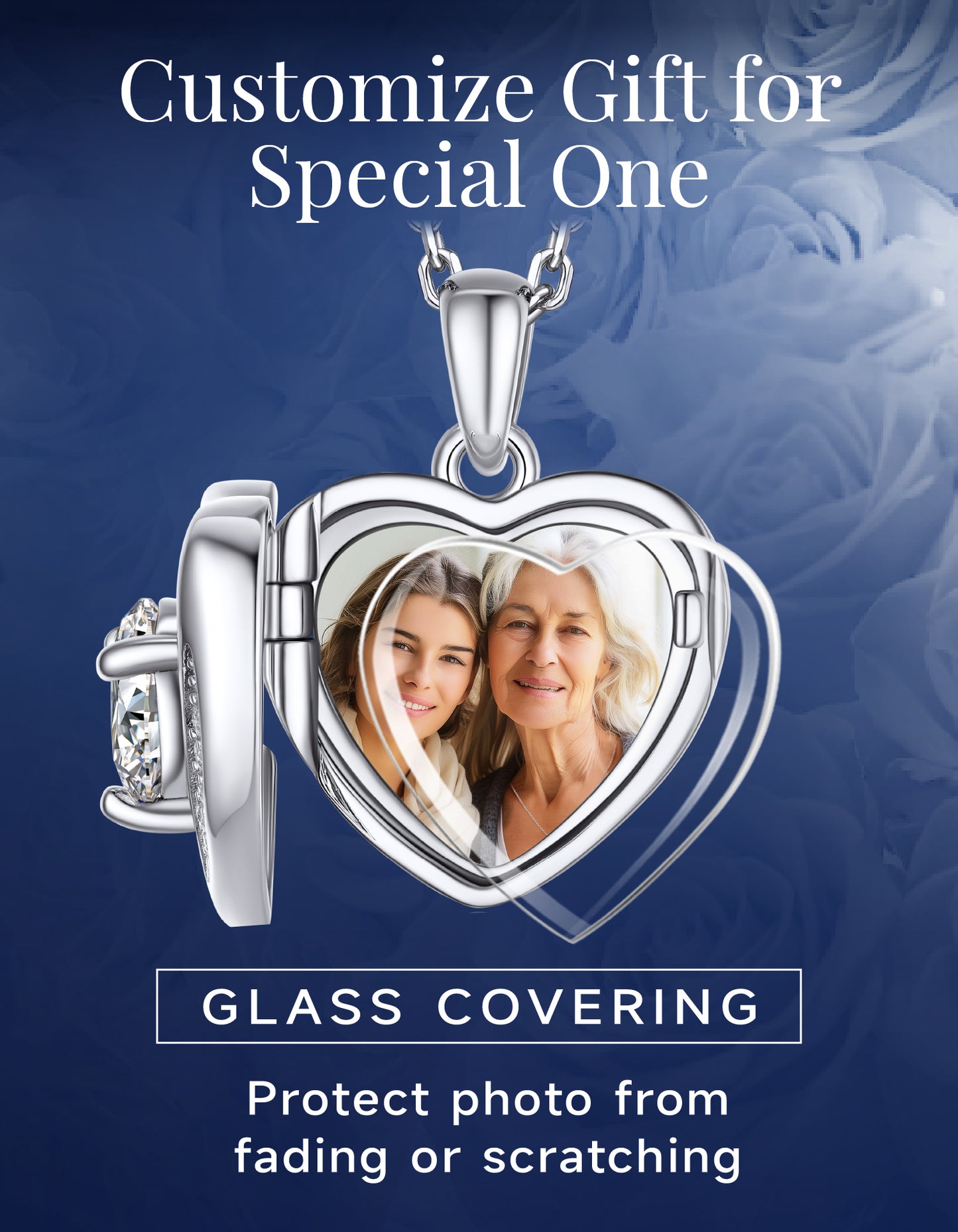 MomentWish Heart Photo Locket Necklace With Moissanite
