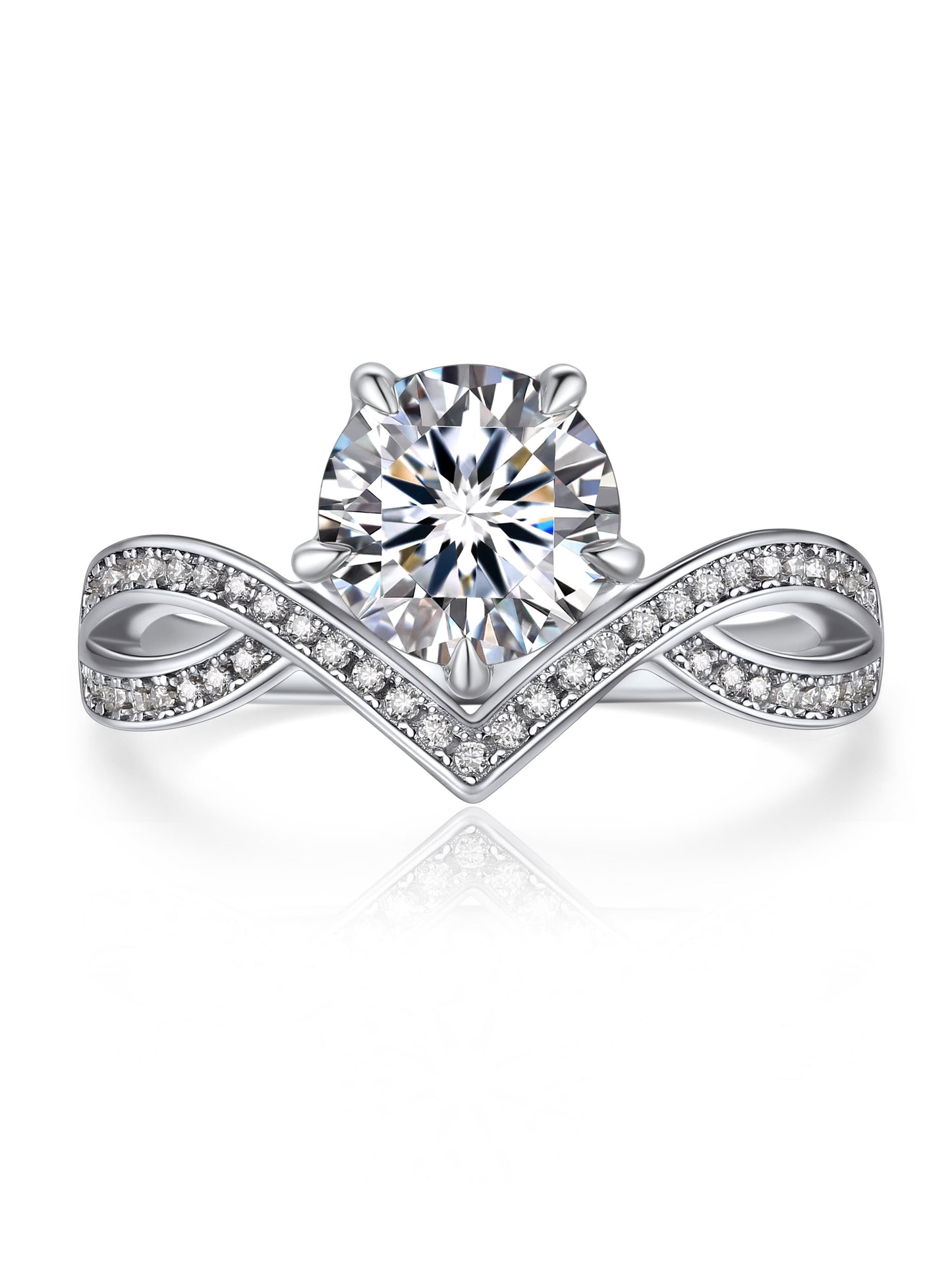 MomentWish Sterling Silver Moissanite Promise Ring Engagement Ring for Women
