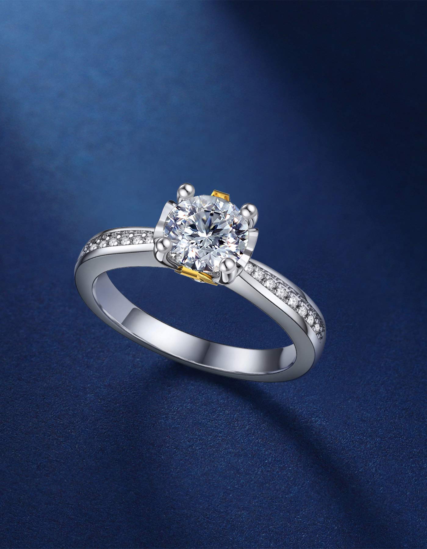 Custom Initial Moissanite Engagement Ring for Women