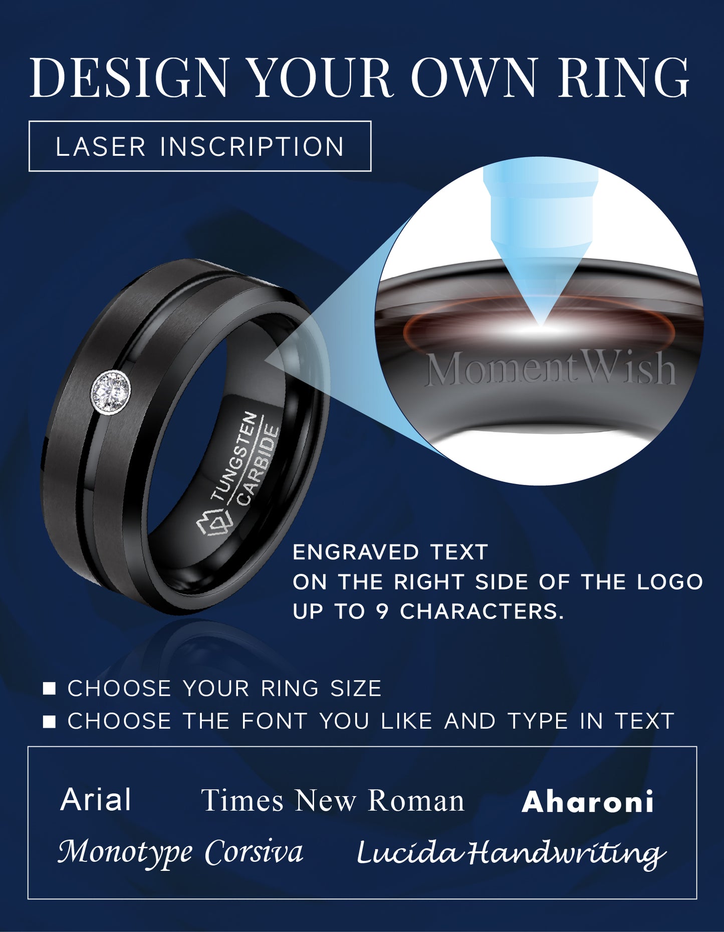 Tungsten Carbide Wedding Band Ring with Moissanite For Men