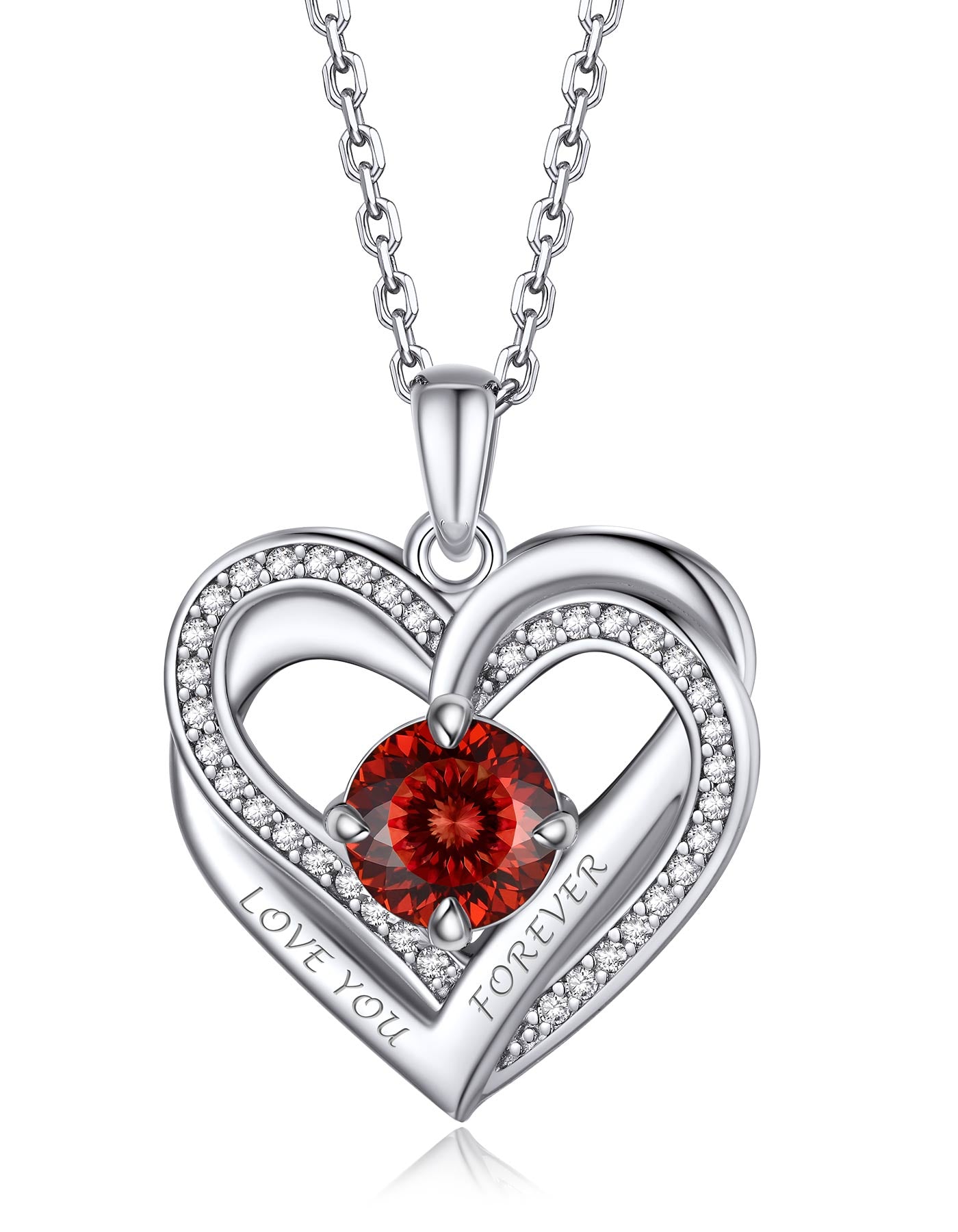 MomentWish Birthstone Twisted Love Heart Necklace For Women