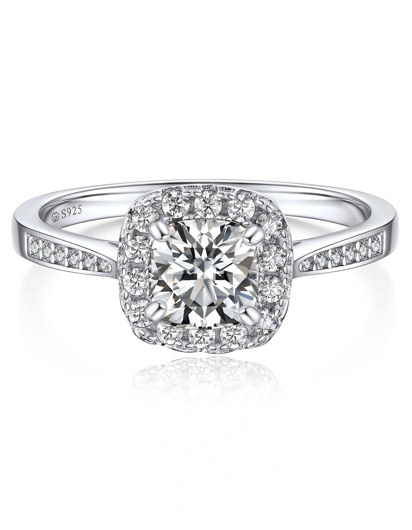 MomentWish Cushion Cut Halo Engagement Ring Moissanite Ring For Women