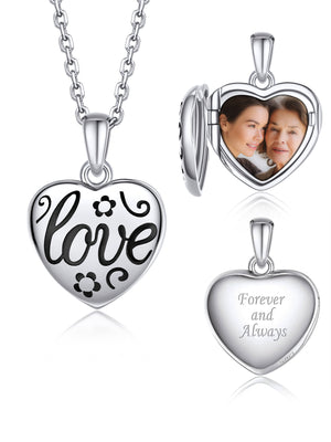 MomentWish Customized Photo Heart Locket Necklace with Picture Inside for Women