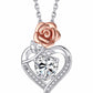 MomentWish Heart Moissanite Pendant Necklace With Rose