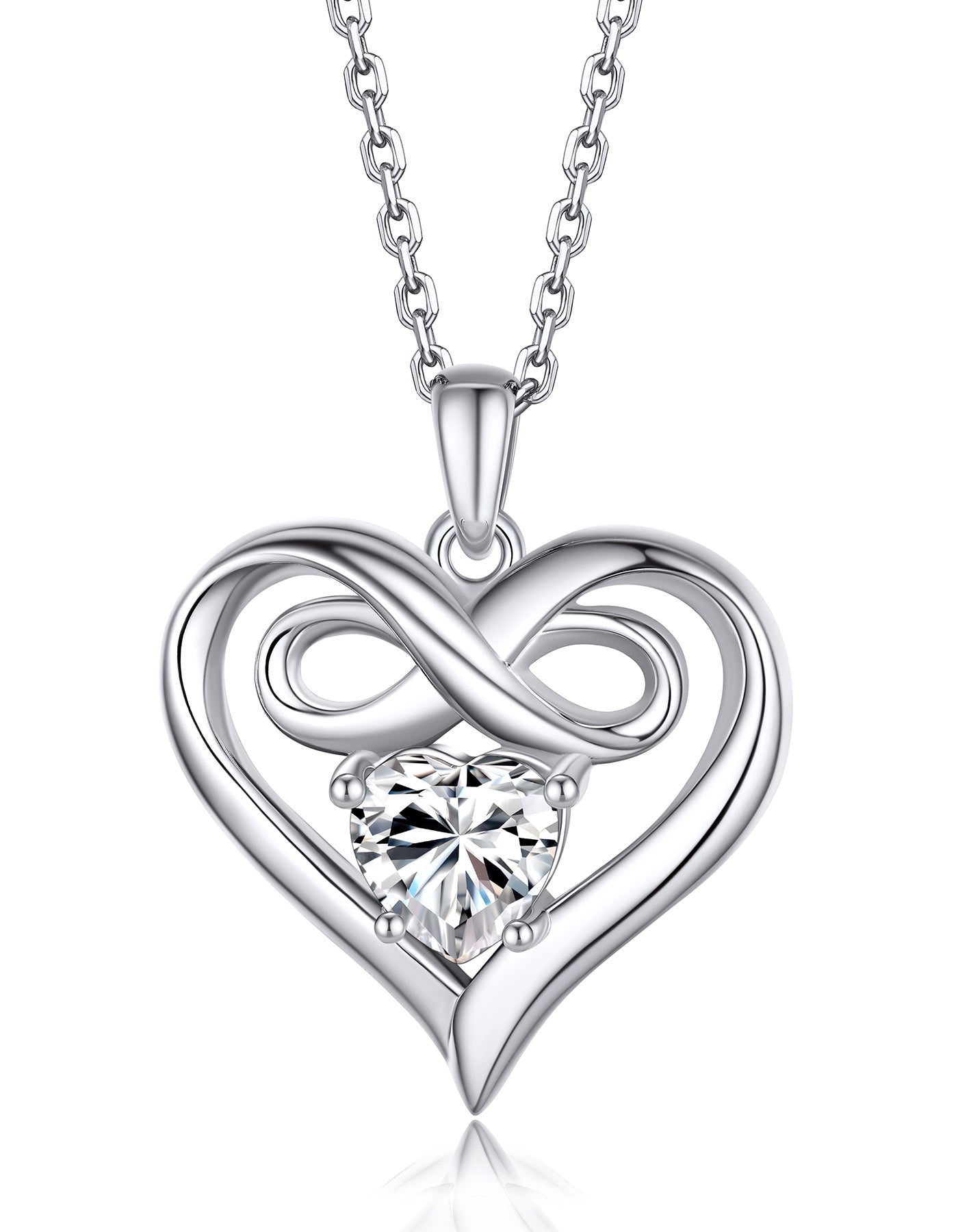 MomentWish Infinity Heart Necklace Moissanite Pendant Necklace For Women