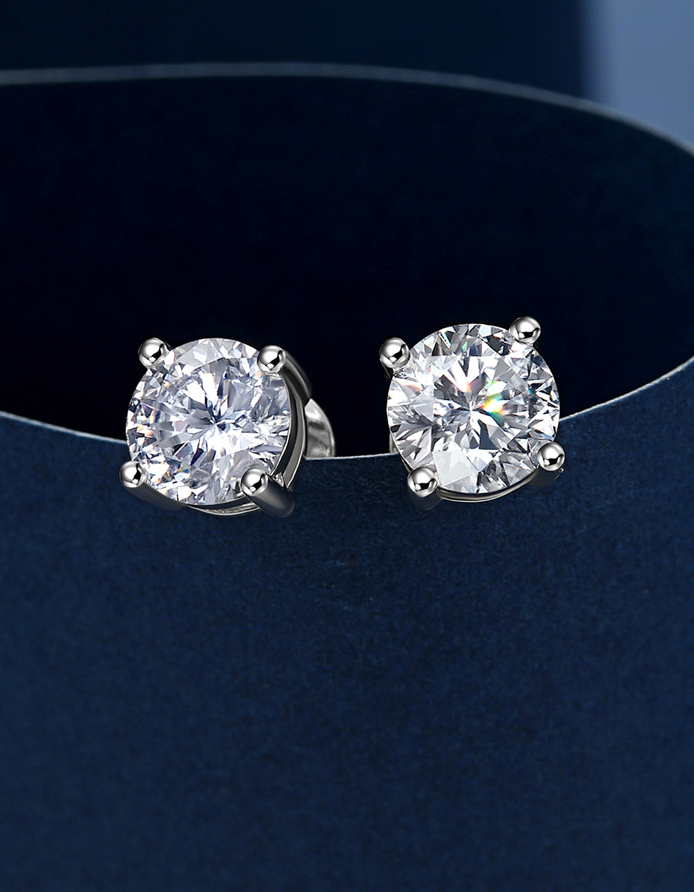 Silver Diamond shops Stud Earrings