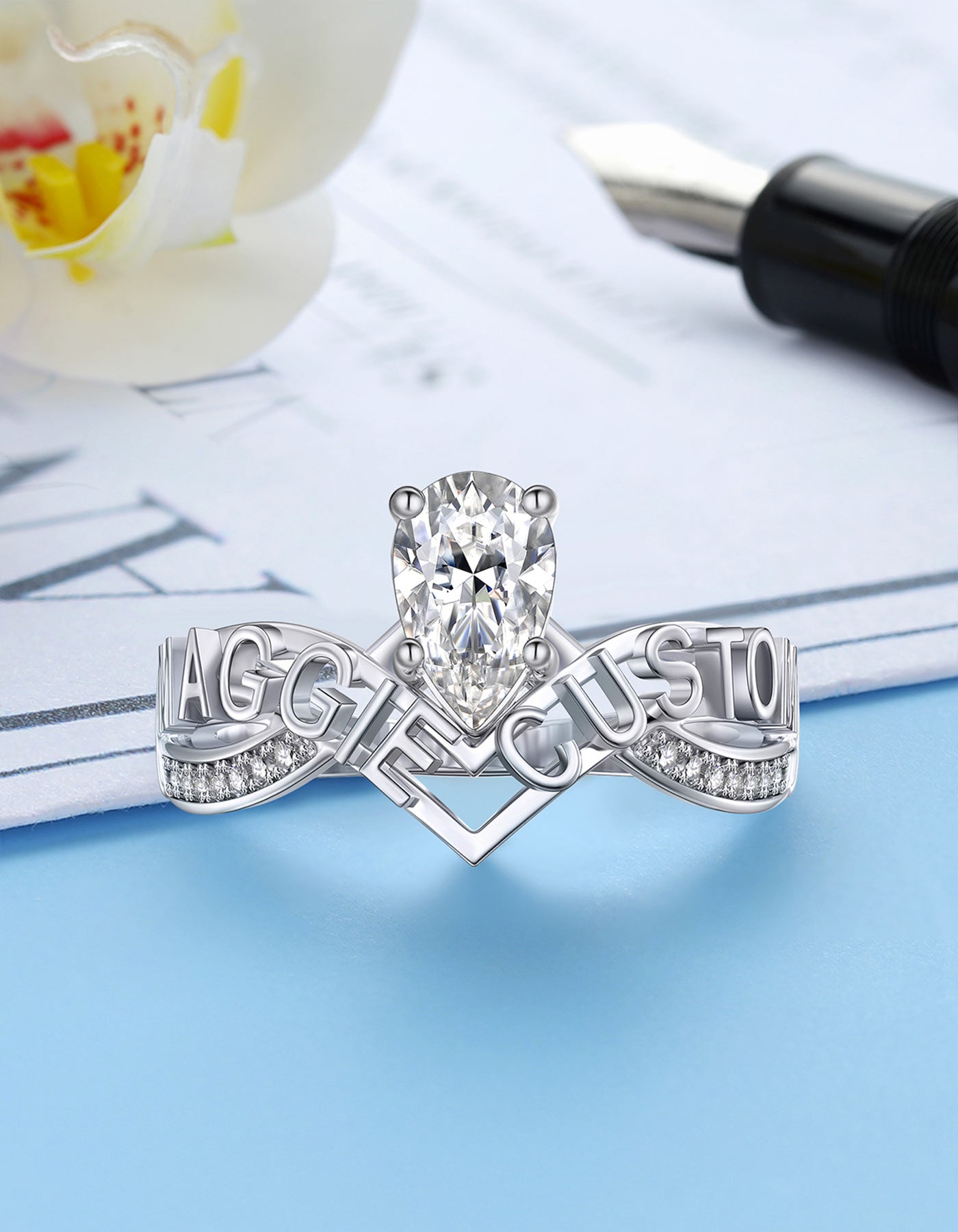 MomentWish Pear Cut Engagement Ring