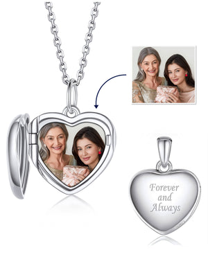 MomentWish Personalized Heart Photo Locket Necklace with Picture Inside for Women