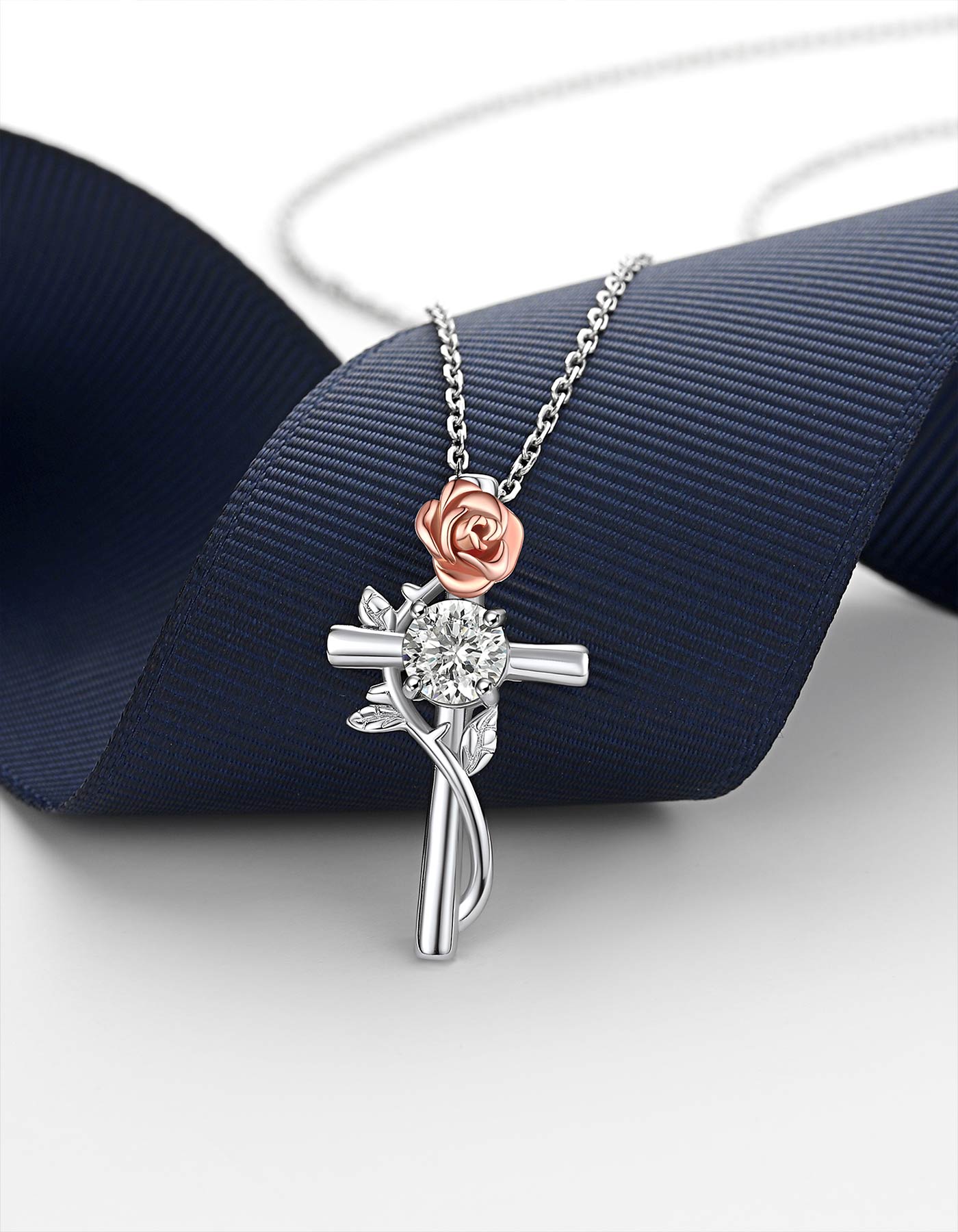 MomentWish Rose Cross Necklace