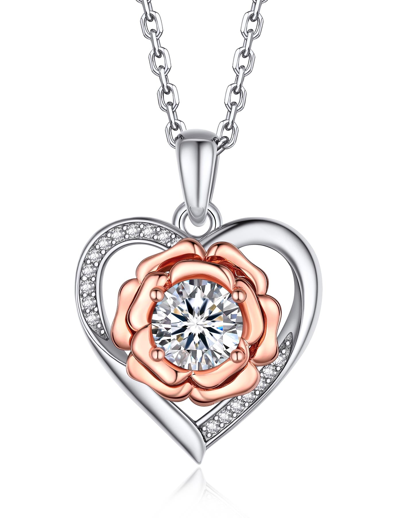 Rose Love Heart Necklace With Moissanite Gift for Women Mom ...