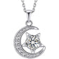 MomentWish Sterling Silver Crescent Moon Star Necklace With Moissanite