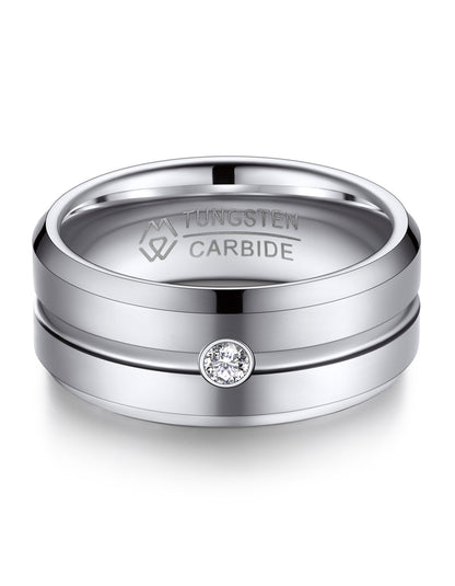 MomentWish Tungsten Carbide Groove Band Ring For Men