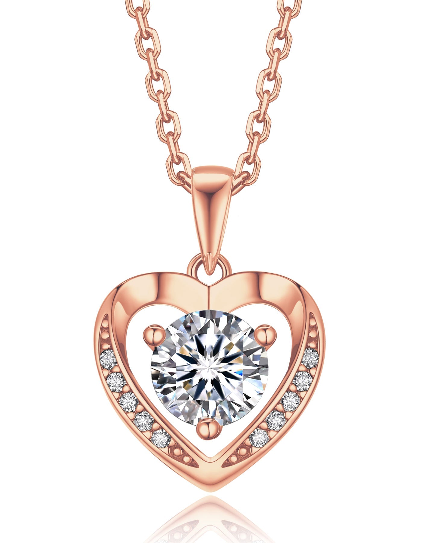 MomentWish Sterling Silver Moissanite Heart Necklace