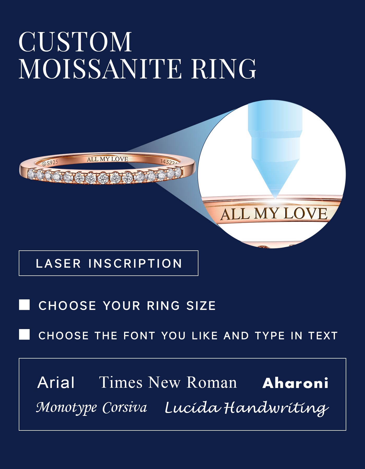 MomentWish Sterling Silver Moissanite Wedding Band Ring for Women