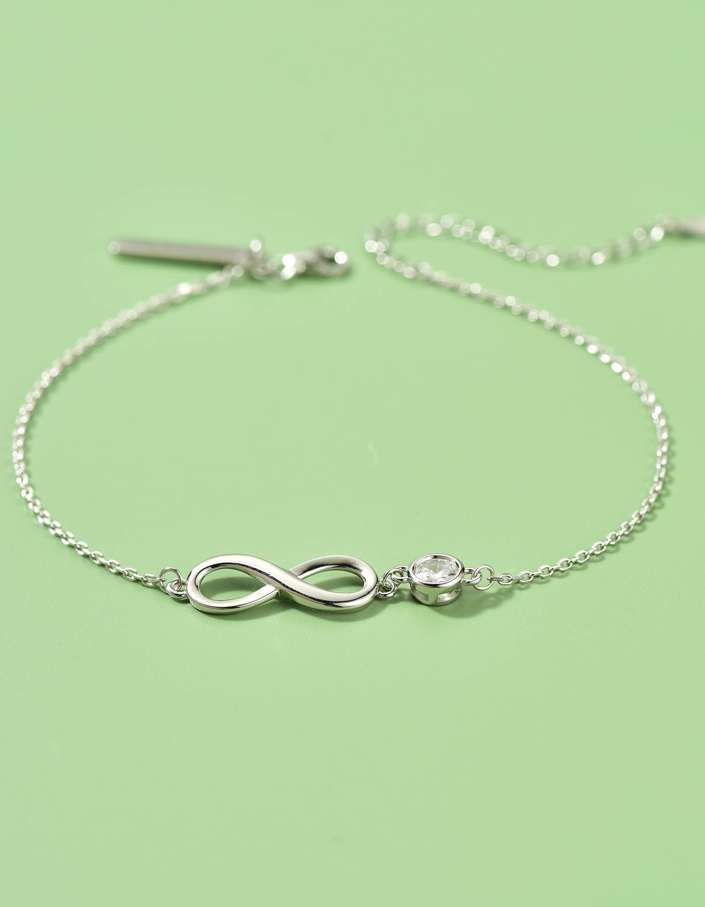 MomentWish Stone Sterling Silver Infinity Bracelet For Women