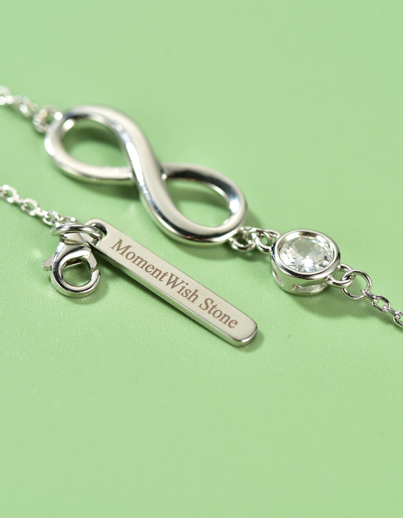 MomentWish Stone Sterling Silver Infinity Bracelet For Women