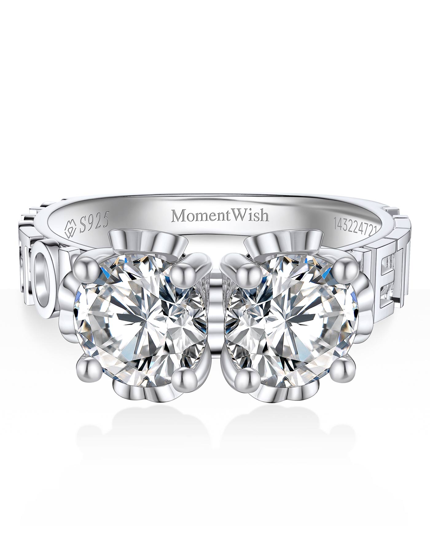 MomentWish 3D Name Moissanite Ring Engagement Ring