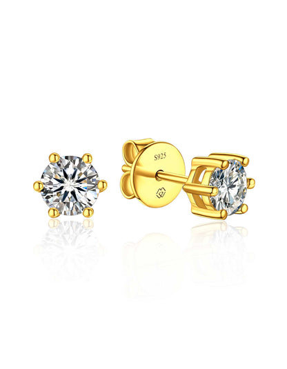 MomentWish Sterling Silver Moissanite Diamond Earrings Gold Plated