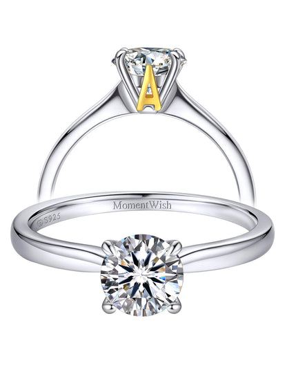 MomentWish Moissanite Engagement Ring For Women Custom Name