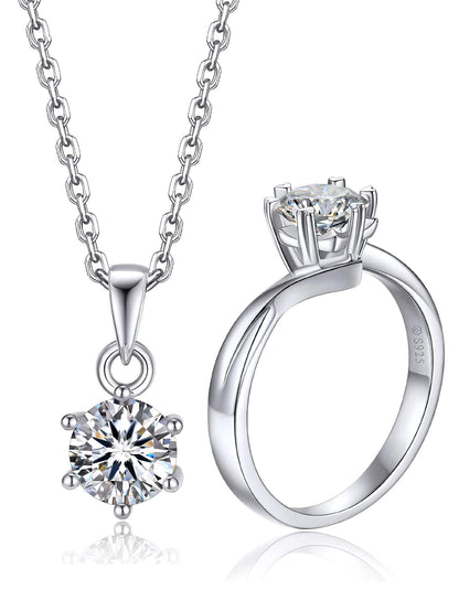 MomentWish Moissanite Necklace for Women and Snowflake Wedding Ring