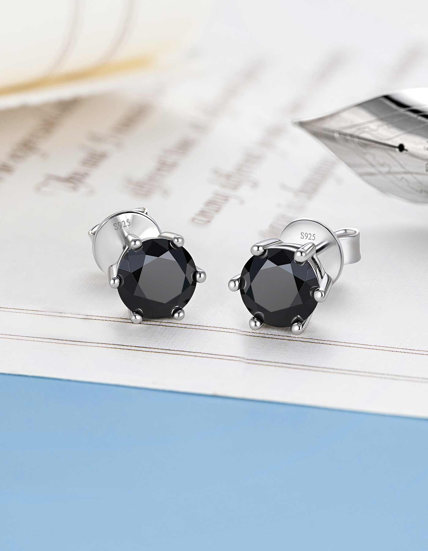 Round Moissanite And Black Moissonite Earring Studs, Anniversary Gift, Gift for her,925 Sterling Silver cheapest Studs