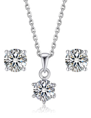 MomentWish Solitaitaire Moissanite Pendant Necklace and Moissanite Earrings