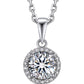 MomentWish Sterling Silver Halo  Moissanite Pendant Necklace