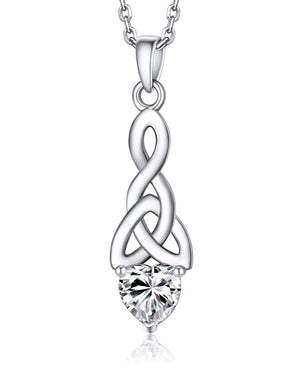 MomentWish Sterling Silver Moissanite Celtic Knot Necklace For Women