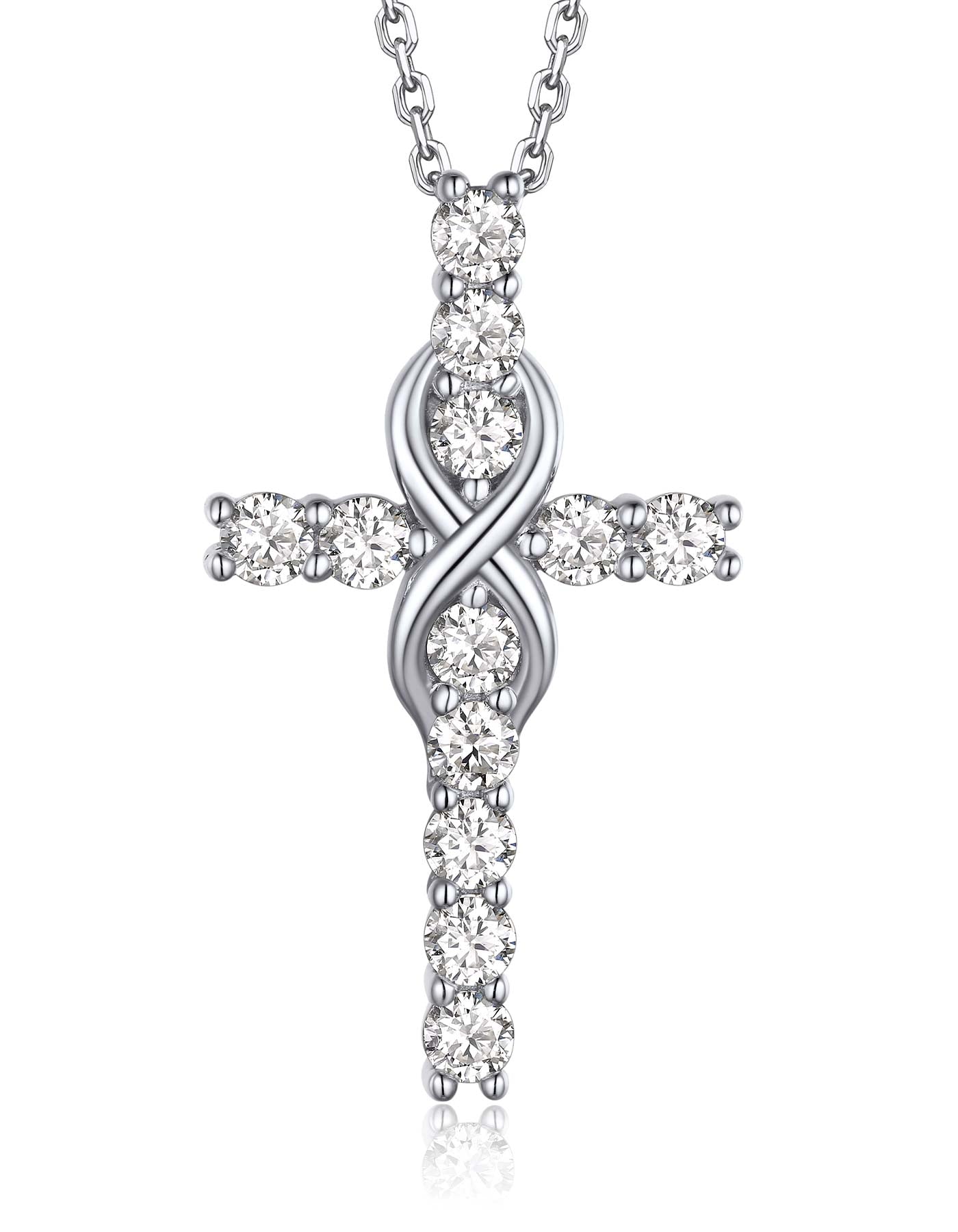 MomentWish Sterling Silver Moissanite Cross Pendant Necklace