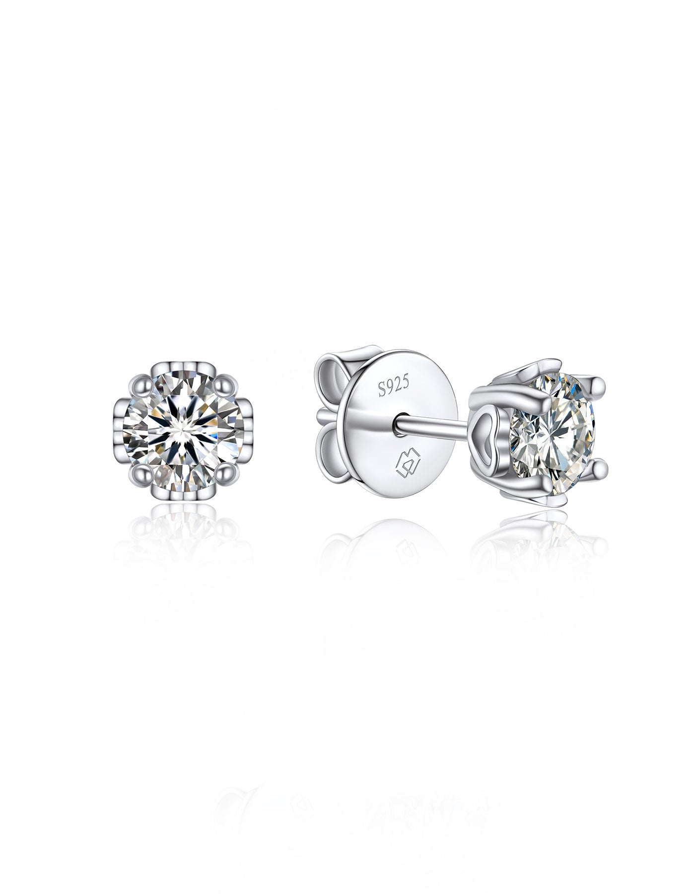 MomentWish Sterling Silver Moissanite Stud Earrings With Heart