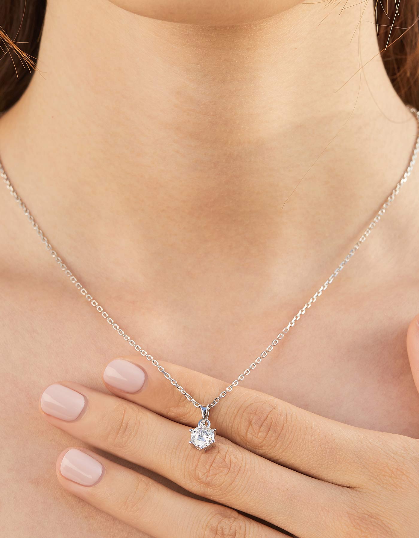 MomentWish Sterling Silver Solitaire Necklace