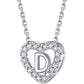 Heart Initial Necklace with Moissantie For Women in Silver