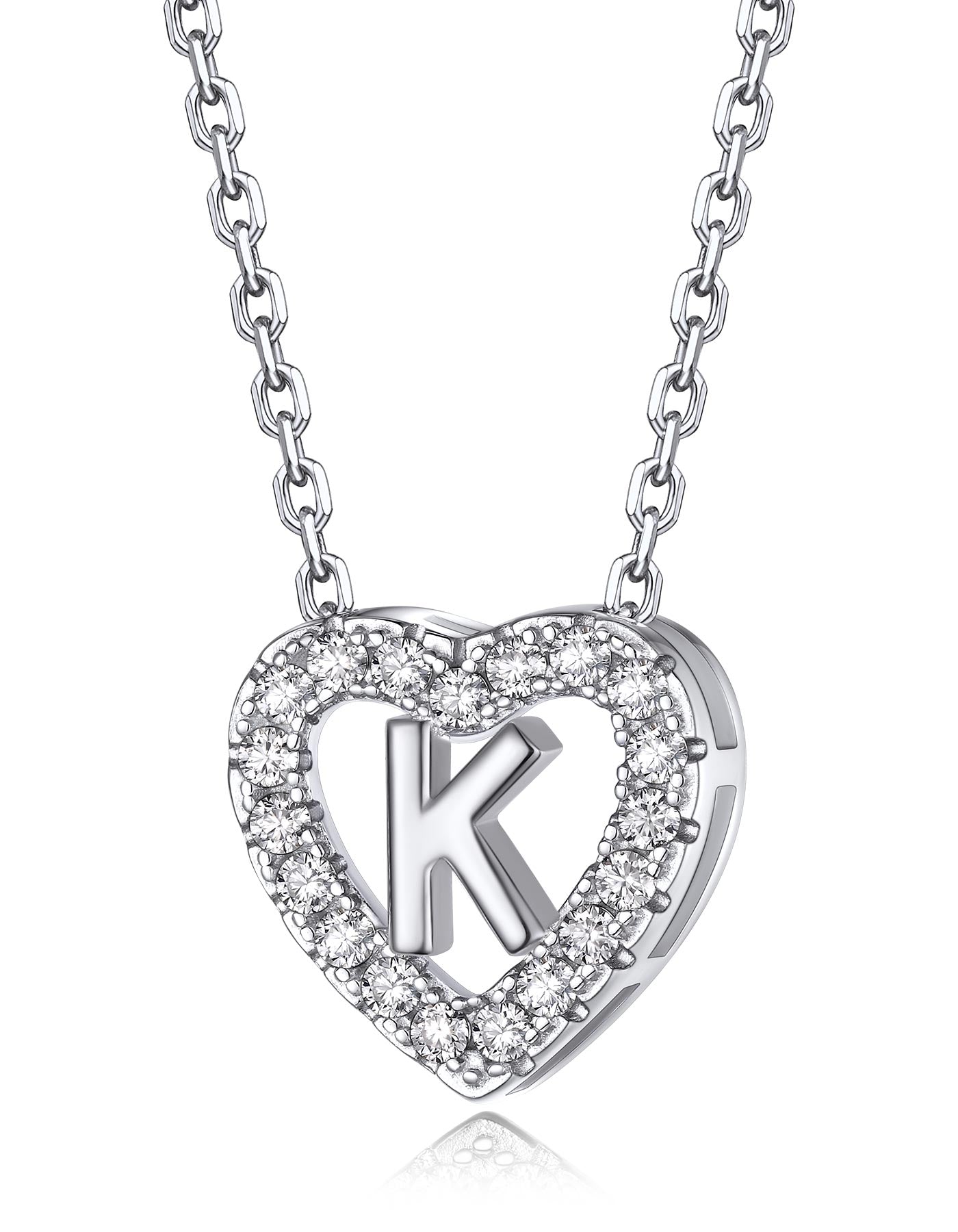 Unisex Fancy & Stylish Metal Silver Color Trending Name English Alphabet 'K'  Letter Pendant Locket Necklace