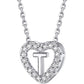 MomentWish Sterling Silver Heart Initial Necklace For Women